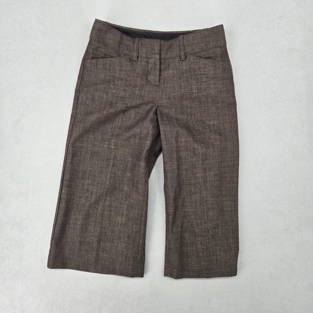 Express Design Studio Editor Size 0 Brown Pinstripe Bermuda City Shorts Y2K